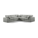  Manufacturer Color_Grey -- Comfy 119" Grey Linen Textured Fabric Upholstered 5 pc Modular Sectional IMAGE 1