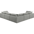  Manufacturer Color_Grey -- Comfy 119" Grey Linen Textured Fabric Upholstered 5 pc Modular Sectional IMAGE 3