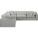  Manufacturer Color_Grey -- Comfy 119" Grey Linen Textured Fabric Upholstered 5 pc Modular Sectional IMAGE 4
