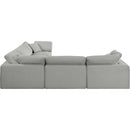  Manufacturer Color_Grey -- Comfy 119" Grey Linen Textured Fabric Upholstered 5 pc Modular Sectional IMAGE 5