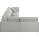  Manufacturer Color_Grey -- Comfy 158" Grey Linen Textured Fabric Upholstered 5 pc Modular Sectional IMAGE 10