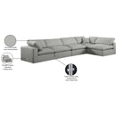  Manufacturer Color_Grey -- Comfy 158" Grey Linen Textured Fabric Upholstered 5 pc Modular Sectional IMAGE 16