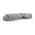  Manufacturer Color_Grey -- Comfy 158" Grey Linen Textured Fabric Upholstered 5 pc Modular Sectional IMAGE 1
