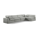  Manufacturer Color_Grey -- Comfy 158" Grey Linen Textured Fabric Upholstered 5 pc Modular Sectional IMAGE 1
