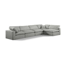 Meridian Comfy Grey Linen Textured Fabric Modular Sectional IMAGE 1