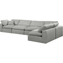  Manufacturer Color_Grey -- Comfy 158" Grey Linen Textured Fabric Upholstered 5 pc Modular Sectional IMAGE 2