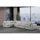  Manufacturer Color_Grey -- Comfy 158" Grey Linen Textured Fabric Upholstered 5 pc Modular Sectional IMAGE 3
