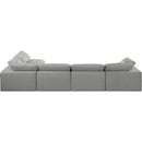  Manufacturer Color_Grey -- Comfy 158" Grey Linen Textured Fabric Upholstered 5 pc Modular Sectional IMAGE 5