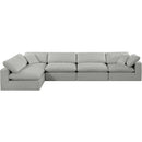  Manufacturer Color_Grey -- Comfy 158" Grey Linen Textured Fabric Upholstered 5 pc Modular Sectional IMAGE 7