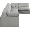  Manufacturer Color_Grey -- Comfy 158" Grey Linen Textured Fabric Upholstered 5 pc Modular Sectional IMAGE 9