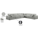  Manufacturer Color_Grey -- Comfy 158" Grey Linen Textured Fabric Upholstered 6 pc Modular Sectional IMAGE 11