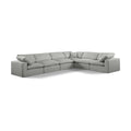  Manufacturer Color_Grey -- Comfy 158" Grey Linen Textured Fabric Upholstered 6 pc Modular Sectional IMAGE 1