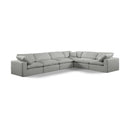  Manufacturer Color_Grey -- Comfy 158" Grey Linen Textured Fabric Upholstered 6 pc Modular Sectional IMAGE 1