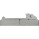  Manufacturer Color_Grey -- Comfy 158" Grey Linen Textured Fabric Upholstered 6 pc Modular Sectional IMAGE 3