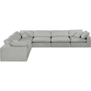  Manufacturer Color_Grey -- Comfy 158" Grey Linen Textured Fabric Upholstered 6 pc Modular Sectional IMAGE 4