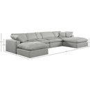  Manufacturer Color_Grey -- Comfy 158" Grey Linen Textured Fabric Upholstered 6 pc Modular Sectional IMAGE 10
