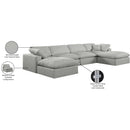  Manufacturer Color_Grey -- Comfy 158" Grey Linen Textured Fabric Upholstered 6 pc Modular Sectional IMAGE 11