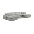  Manufacturer Color_Grey -- Comfy 158" Grey Linen Textured Fabric Upholstered 6 pc Modular Sectional IMAGE 1