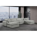  Manufacturer Color_Grey -- Comfy 158" Grey Linen Textured Fabric Upholstered 6 pc Modular Sectional IMAGE 2