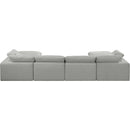 Meridian Comfy Grey Linen Textured Fabric Modular Sectional IMAGE 3