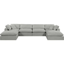  Manufacturer Color_Grey -- Comfy 158" Grey Linen Textured Fabric Upholstered 6 pc Modular Sectional IMAGE 4