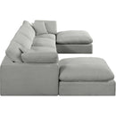  Manufacturer Color_Grey -- Comfy 158" Grey Linen Textured Fabric Upholstered 6 pc Modular Sectional IMAGE 5