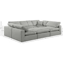  Manufacturer Color_Grey -- Comfy 119" Grey Linen Textured Fabric Upholstered 6 pc Modular Sectional IMAGE 10