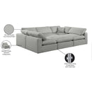  Manufacturer Color_Grey -- Comfy 119" Grey Linen Textured Fabric Upholstered 6 pc Modular Sectional IMAGE 11