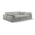  Manufacturer Color_Grey -- Comfy 119" Grey Linen Textured Fabric Upholstered 6 pc Modular Sectional IMAGE 1