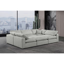 Manufacturer Color_Grey -- Comfy 119" Grey Linen Textured Fabric Upholstered 6 pc Modular Sectional IMAGE 2