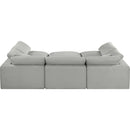  Manufacturer Color_Grey -- Comfy 119" Grey Linen Textured Fabric Upholstered 6 pc Modular Sectional IMAGE 3
