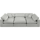  Manufacturer Color_Grey -- Comfy 119" Grey Linen Textured Fabric Upholstered 6 pc Modular Sectional IMAGE 4