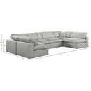  Manufacturer Color_Grey -- Comfy 158" Grey Linen Textured Fabric Upholstered 6 pc Modular Sectional IMAGE 10