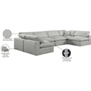  Manufacturer Color_Grey -- Comfy 158" Grey Linen Textured Fabric Upholstered 6 pc Modular Sectional IMAGE 11
