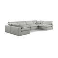  Manufacturer Color_Grey -- Comfy 158" Grey Linen Textured Fabric Upholstered 6 pc Modular Sectional IMAGE 1