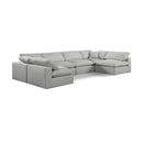  Manufacturer Color_Grey -- Comfy 158" Grey Linen Textured Fabric Upholstered 6 pc Modular Sectional IMAGE 1