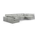 Meridian Comfy Grey Linen Textured Fabric Modular Sectional IMAGE 1