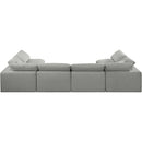  Manufacturer Color_Grey -- Comfy 158" Grey Linen Textured Fabric Upholstered 6 pc Modular Sectional IMAGE 3