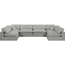  Manufacturer Color_Grey -- Comfy 158" Grey Linen Textured Fabric Upholstered 6 pc Modular Sectional IMAGE 4