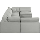  Manufacturer Color_Grey -- Comfy 158" Grey Linen Textured Fabric Upholstered 6 pc Modular Sectional IMAGE 5