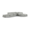  Manufacturer Color_Grey -- Comfy 157" Grey Linen Textured Fabric Upholstered 6 pc Modular Sectional IMAGE 1