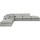 Manufacturer Color_Grey -- Comfy 157" Grey Linen Textured Fabric Upholstered 6 pc Modular Sectional IMAGE 4