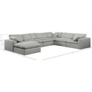  Manufacturer Color_Grey -- Comfy 158" Grey Linen Textured Fabric Upholstered 7 pc Modular Sectional IMAGE 10