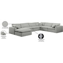  Manufacturer Color_Grey -- Comfy 158" Grey Linen Textured Fabric Upholstered 7 pc Modular Sectional IMAGE 11
