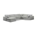  Manufacturer Color_Grey -- Comfy 158" Grey Linen Textured Fabric Upholstered 7 pc Modular Sectional IMAGE 1