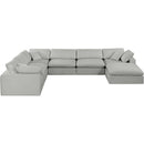  Manufacturer Color_Grey -- Comfy 158" Grey Linen Textured Fabric Upholstered 7 pc Modular Sectional IMAGE 4