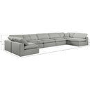  Manufacturer Color_Grey -- Comfy 197" Grey Linen Textured Fabric Upholstered 7 pc Modular Sectional IMAGE 10