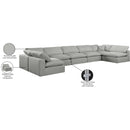  Manufacturer Color_Grey -- Comfy 197" Grey Linen Textured Fabric Upholstered 7 pc Modular Sectional IMAGE 11