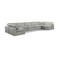  Manufacturer Color_Grey -- Comfy 197" Grey Linen Textured Fabric Upholstered 7 pc Modular Sectional IMAGE 1