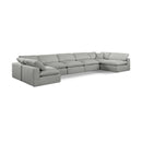  Manufacturer Color_Grey -- Comfy 197" Grey Linen Textured Fabric Upholstered 7 pc Modular Sectional IMAGE 1